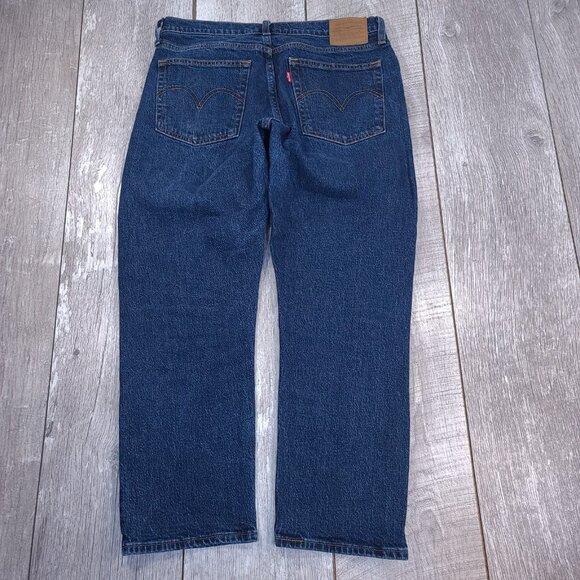 Levis Premium Jeans Womens 30 Big E Wedgie Straight Ankle Dark Blue Denim - Picture 3 of 10